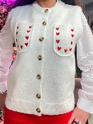 Gilet Blanc Coeurs Rouges