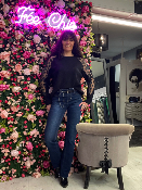 Pull Noir Manches Fleurs 3D