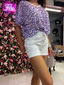Short Blanc Coeurs Brodés