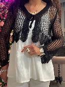 Cardigan Noir en Maille Fine
