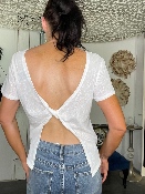 T-Shirt Dos Vrillé Blanc