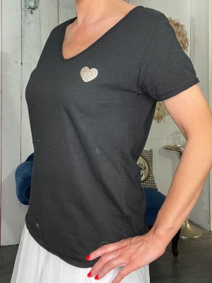 T-Shirt Noir Coeur Doré 