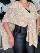 Cape Poncho Beige Lurex Doré