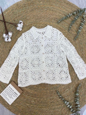 Cardigan Crochet Blanc