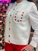 Gilet Blanc Coeurs Rouges