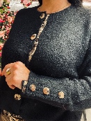 Gilet Noir Boutons Léopard
