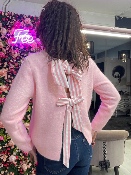 Pull Recto Verso Noeuds Dos Rose Tendre
