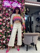 Crop-Top Maille Multicolore 