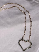 Collier Cœur Strass Vert