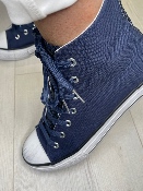 Baskets Montantes Strass Bleues Marine 