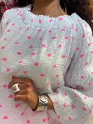 Haut Gaze de Coton Coeurs Roses
