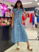 Robe Longue en Jean à Boutons