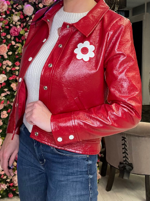  Blouson Vinyle Daisy Rouge Hermès 