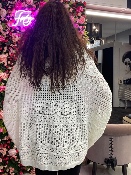 Gilet Poncho Blanc Ajouré 