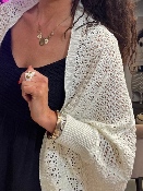 Gilet Poncho Blanc Ajouré 