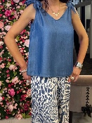 Top Lyocell Bleu Denim