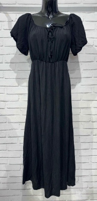 Robe Longue Noire Manches Bouffantes 