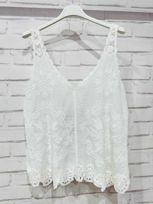 Top Brodé Blanc 
