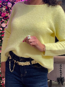 Pull Recto Verso Noeuds Dos Jaune Pâle