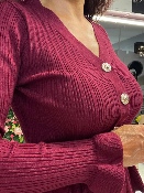 Pull Bordeaux Façon Cardigan 