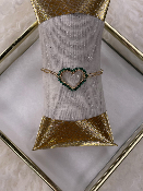 Bracelet Cœur Strass Vert