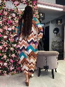Robe Chevrons Beige Turquoise