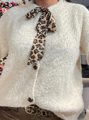 Gilet Beige Noeud Léopard