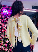 Pull Recto Verso Noeuds Dos Jaune Pâle