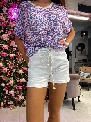 Short Blanc Coeurs Brodés