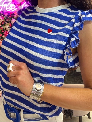 Top Marinière Coeur Bleu