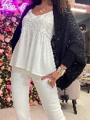 Gilet Poncho Noir Ajouré 
