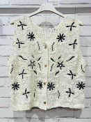 Gilet Broderies Noires Sans Manches