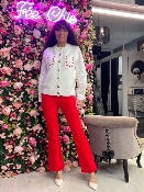 Gilet Blanc Coeurs Rouges