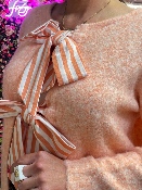 Pull Recto Verso Noeuds Dos Mandarine 