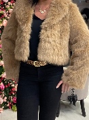 Veste Courte Fourrure Camel