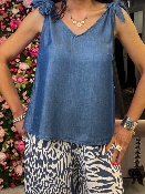 Top Lyocell Bleu Denim