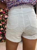 Short Blanc Coeurs Brodés