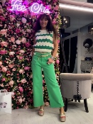 Pantalon Wideleg Vert