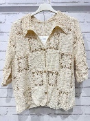 Haut Crochet Ficelle Manches Courtes