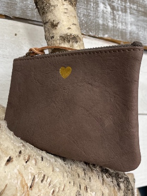 Porte-Monnaie Cœur Marron Glacé Marbré 