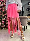 Jupe Franges Rose Fluo