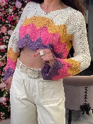 Crop-Top Maille Multicolore 
