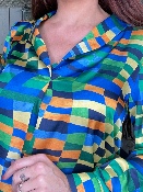 Blouse Arlequin Bleue