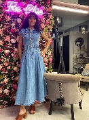 Robe Longue en Jean à Plis
