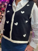Gilet Noir Coeurs Blancs