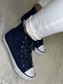 Baskets Montantes Strass Bleues Marine 