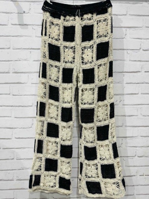 Pantalon CrochetNoir/Ficelle