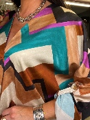 Robe Chevrons Beige Turquoise