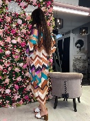 Robe Chevrons Beige Turquoise