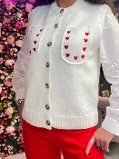 Gilet Blanc Coeurs Rouges